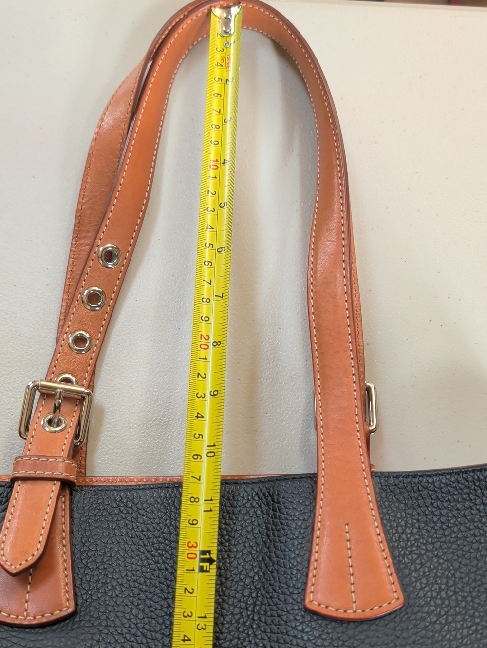 Dooney & Bourke, Midnight Blue Large Pebble Leather Tote With Rich Red Lining - Picture 9 of 16
